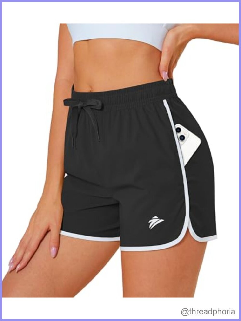 High Rise Dolphin Hem Athletic Shorts Quick Dry Running Gym 2 Pockets